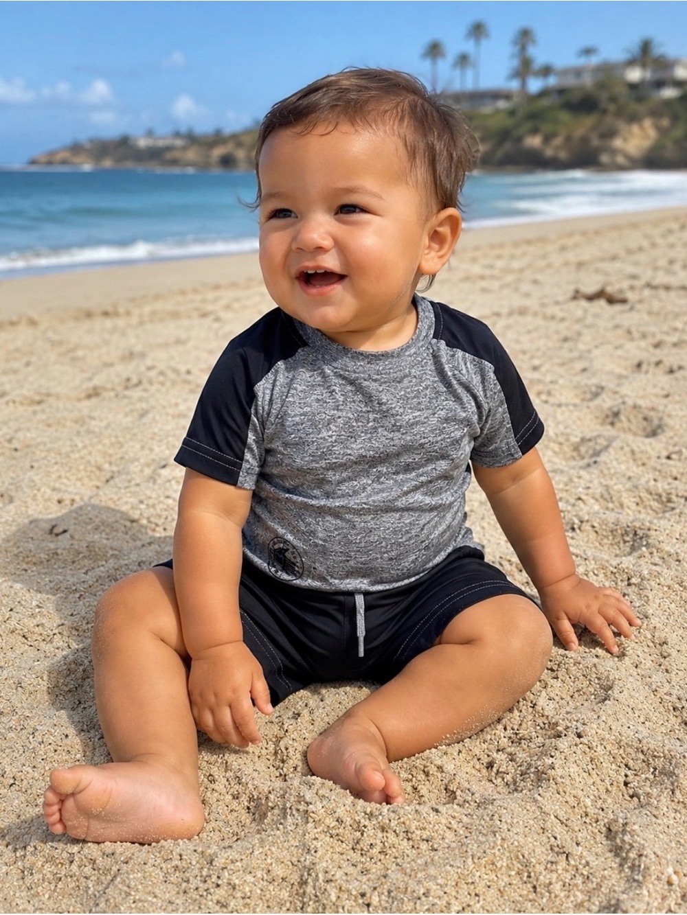 Body Glove Toddler Short Sleeve Rash Guard - Gray & Black